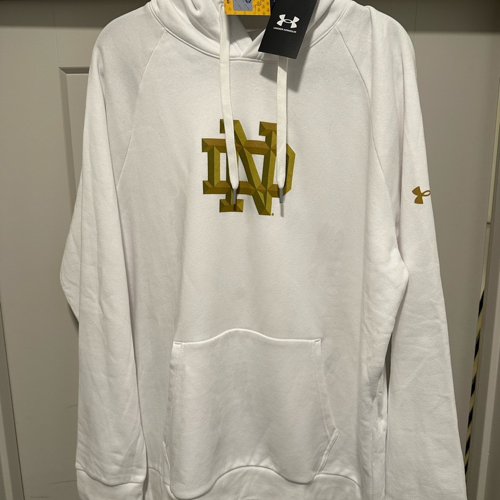 Under Armour White Hoodie with Gold ND Emblem